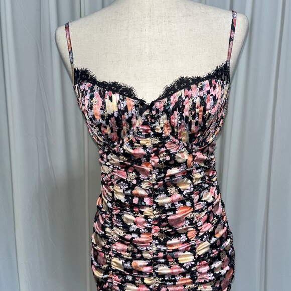 For Love & Lemons Black Gardenia Floral Bustier Corset Mini Dress size M - Picture 1 of 8